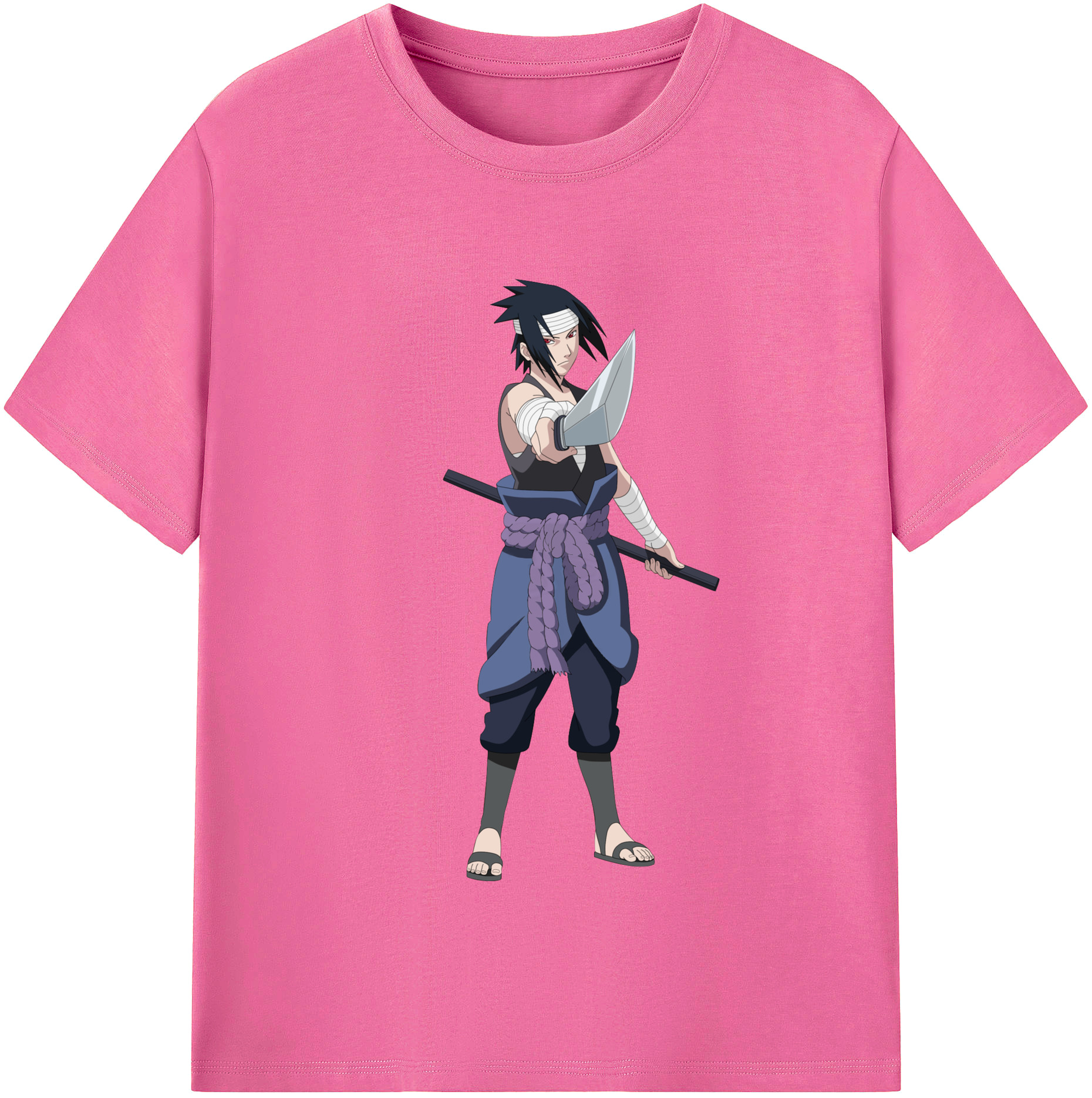 （画像用） NARUTO -ナルト- うちは サスケ Uchiha Sasuke レディースカジュアルプリントTシャツ（綿100％）